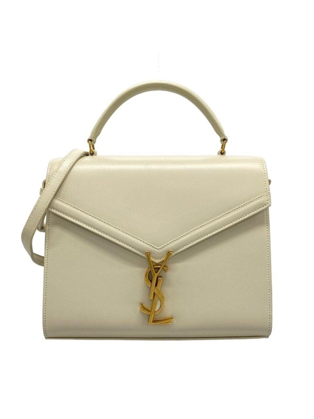 Saint Laurent Paris Handbag Cassandra Top Handle Medium Ivory Leather